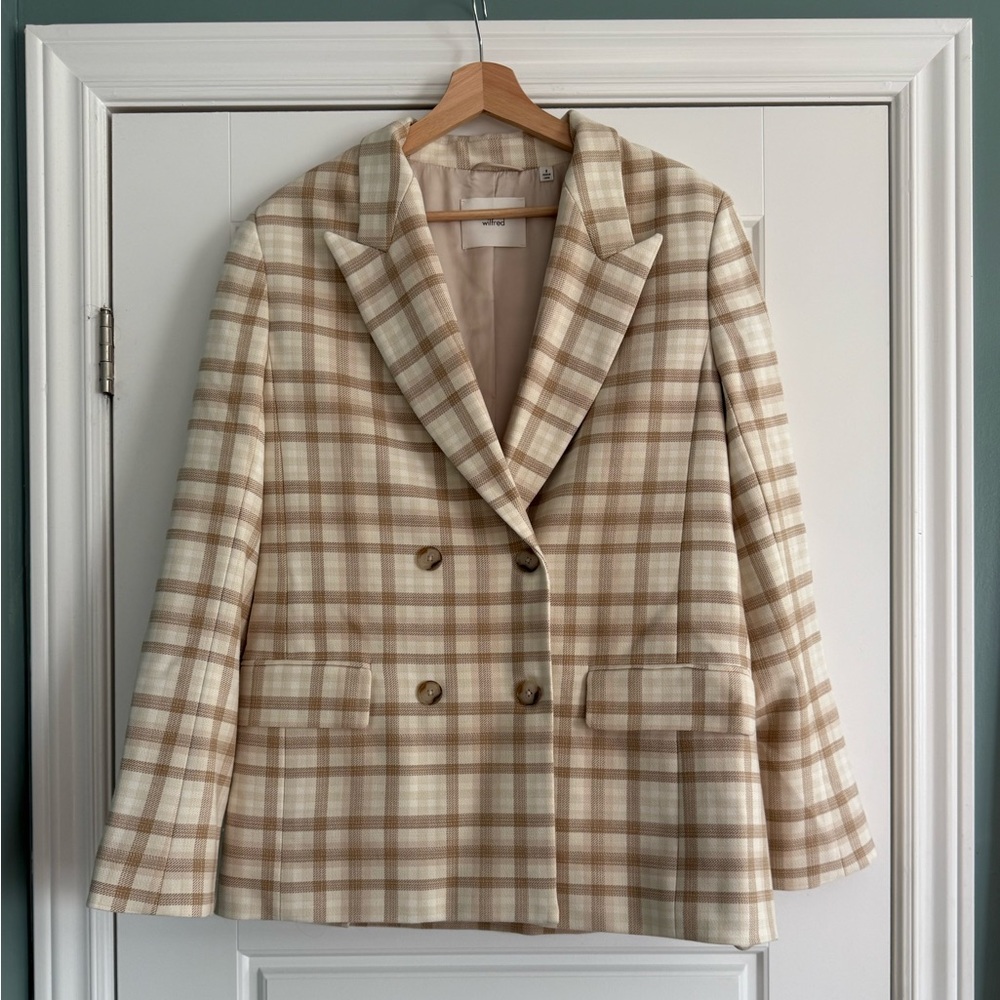 Wilfred Tan and Cream Plaid Blazer